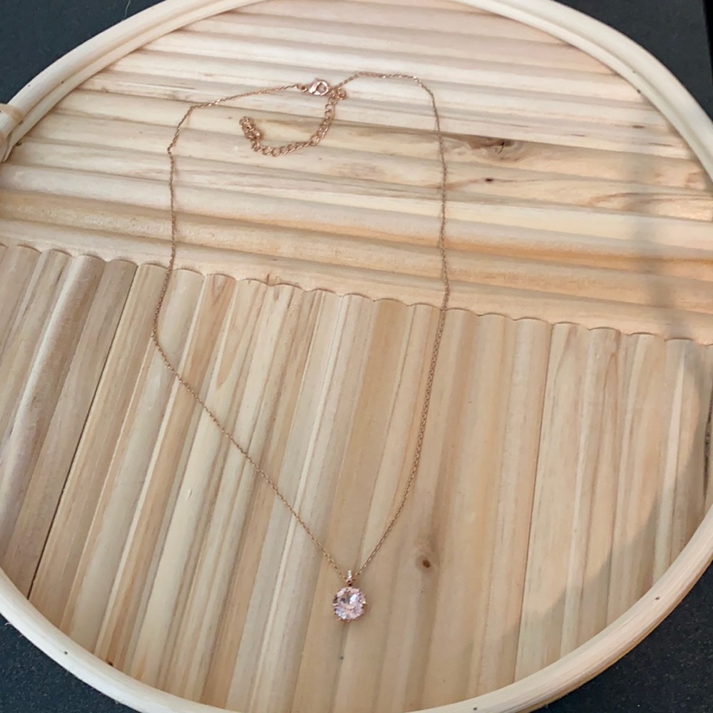 Rose gold necklace with rose gold stone